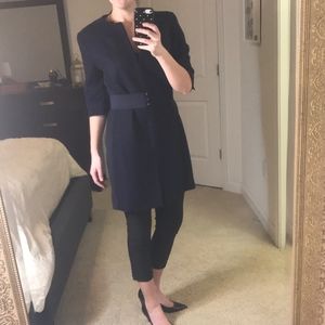 NWT ELIE TAHARI NAVY ROSLYN TOPPER COAT W/BELT